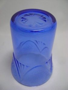   Glass One Royal Lace Cobalt Blue Juice Tumbler by Hazel Atlas