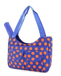 Polka Dots Print Diaper Tote Handbag Royal Blue Orange