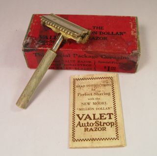 Vintage VALET Auto Strop Safety Razor with Blades Box Instructions