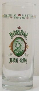 Bombay Dry Gin High Ball Glasses Pair 2 Collectible