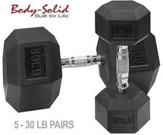 Body Solid Set of 6 Rubber Coated Hex Dumbbells SDRS530
