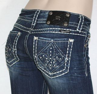 Miss Me Crystal Fleur de Lis Blue Jeans Wide Stitching JP5129 Just in 