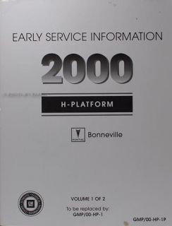 2000 Pontiac Bonneville 2 Volume Repair Shop Manual Set Factory 