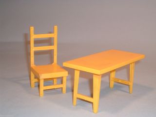 VINTAGE BARBIE DOLL HOUSE 2 PC SET KITCHEN DINING TABLE CHAIR PLASTIC 