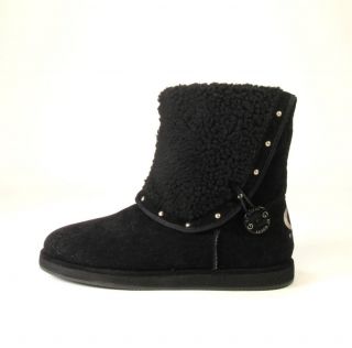 by Guess Womens Shoes Anya Booties Foldover Faux Fleece Cuff Black 