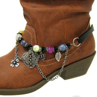 Multi Colored Beads and Charms Boot Anklet Bracelet
