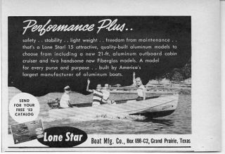Original 1953 Vintage Ad Lone Star Boats Grand Prairie,Texas .