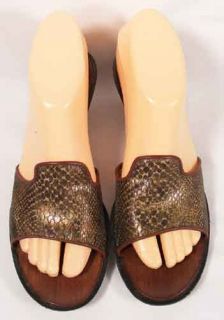 Robert Clergerie Brown and Bronze Kitten Heel Sandals Womens Shoes 7 5 