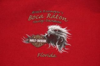 Womens Boca Raton Harley Davidson Snap Front Mock Neck Long Sleeve 