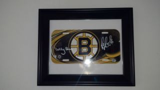 Ray Bourque Bobby Orr autographed license Plate framed w COA