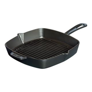 Staub 12 American Square Grill Pan Black Cast Iron Enameled w Pouring 