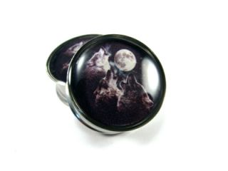  Pair of 3 Wolf Moon Plugs Gauges New Choose Size