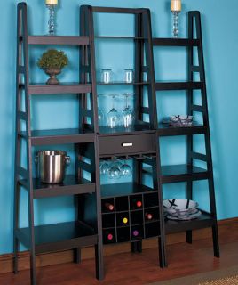 Modern Contemporary Ladder Wine Bottle Glass Storage Shelf Cabinet 