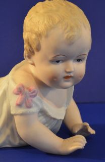 Large Conta Boehme Piano Baby Girl Crawling Bisque Statue