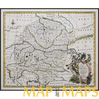 KINGDOM BOHEMIA, DUCHY AUSTRIA, HISTORICAL MAP BY BOWEN 1743.