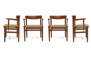 Borge Mogensen Danish Modern Cord Chairs SET OF 4 Mid Century Dining 