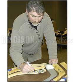 RAY BOURQUE & CAM NEELY BRUINS AUTOGRAPHED HALL OF FAME STICK w/HOF 