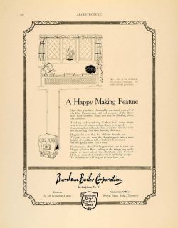1921 Ad Burnham Boiler Corporation Window Seat Radiator Disguise 