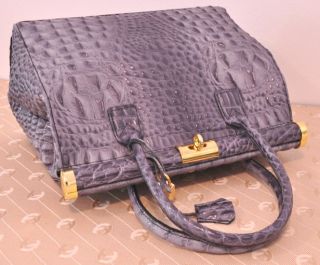 BNWT Genuine Leather Gray Embossed Crocodile Shoulderbag Made in Italy 