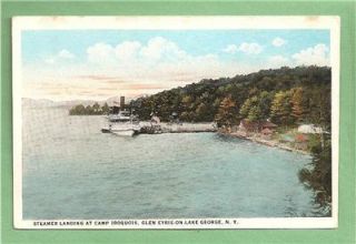 LAKE GEORGE NY Vintage Postcard STEAMSHIP LANDING