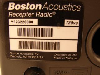 Boston Acoustics Recepter Radio FM Am Clock Black Receptor