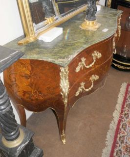 Pair French Empire Bombe Commodes Chest Drawers Chests Marquetry Inlay 