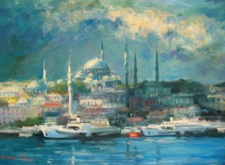   LISTED ORIENTALIST ISTANBUL OIL PAINTING ITALY SISLEY BOUDIN INTEREST