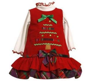 NWT BONNIE JEAN TODDLER JUMPER WITH CHRISTMAS TREE APPLIQUE 4T