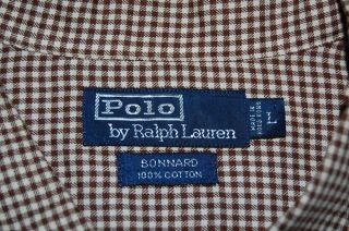 Polo Ralph Lauren Bonnard Long Sleeve Brown White Checkered Shirt Mens 