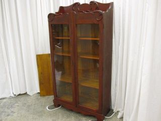 Antique Victorian Style Bookcase w Shelfs Glass Doors