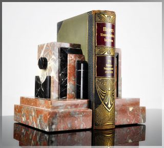 Huge 1920s French ART DECO Skyscraper MARBLE BOOKENDS Book Ends