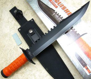   Fire Department Fixed Blade Survival Kit Red Handle Bowie Knife