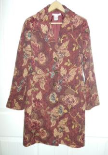 Womens CAbi Bordeaux Tapestry Long Coat Size 4 s Long Jacket Rose 
