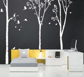  Vinyl Wall Art Decals Three Big Birch Trees