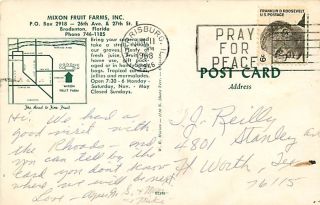 FL Bradenton Mixon Fruit Farms mailed 1968 Early T8257