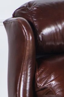 Bradington Young Furniture Chippendale Wingback Brown Leather Recliner 