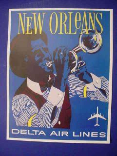 1960s Delta Air Lines New Orleans Trumpet Player Poster