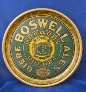 Boswell Brewery Quebec 1843 1952 Boswell Ale Beer Tray from 1940S 