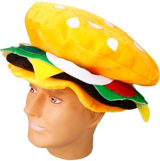  Adult Velvet Hamburger Costume Food Hat Cap