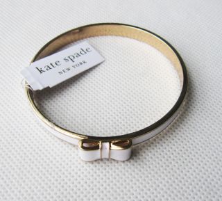 New 12K White Kate Spade Hinge Bangle Bow Bracelet