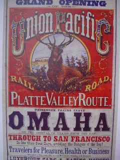 1869 Up Union Pacific Platte Valley Route Omaha Poster