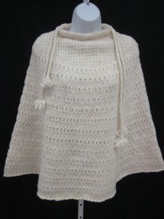 you are bidding on a new brenda lynn ivory wool knit sweater poncho 