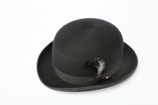 New Mens 100% Wool Black Derby Bowler Hat 2X 2XL XXL   7 3/4 to 7 7 