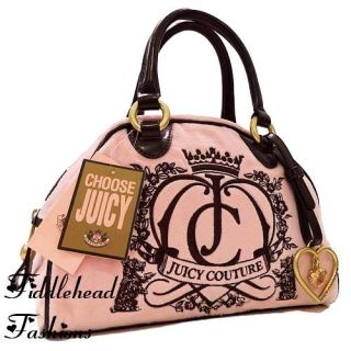   Couture Royal JC Crown Logo Crest Velour Bowler Bag Tote Tote Satchel