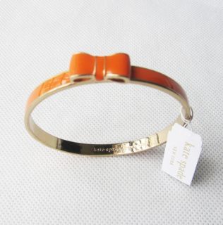 New 12K Orange Kate Spade Hinge Bangle Bow Bracelet