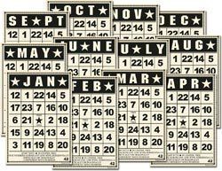 Jenni Bowlin Calendar Bingo Cards 5x7 Size