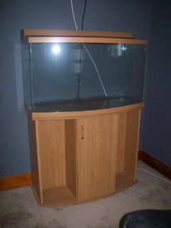Fish Tank Aquarium 46 Gallon Bow Front with Cabinet Used Very Good 
