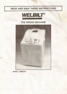 Manual for Welbilt Bread Machine ABM3100  Only