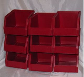    Storage Bins Table Top Home Craft Organizers Red Plastic Boxes 9