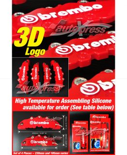 3D New Brembo Racing Disc Brake Caliper Covers 4 Pieces Set Front and 